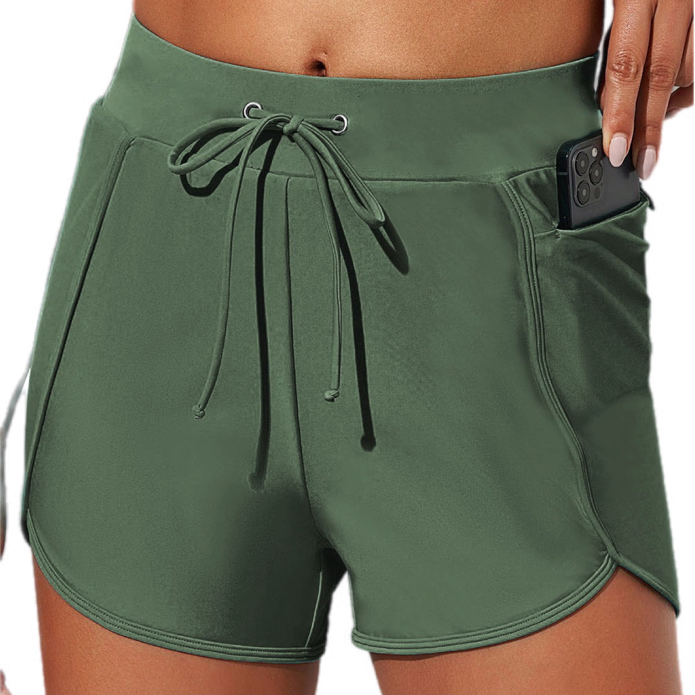 Drawstring Swim Shorts With Pockets