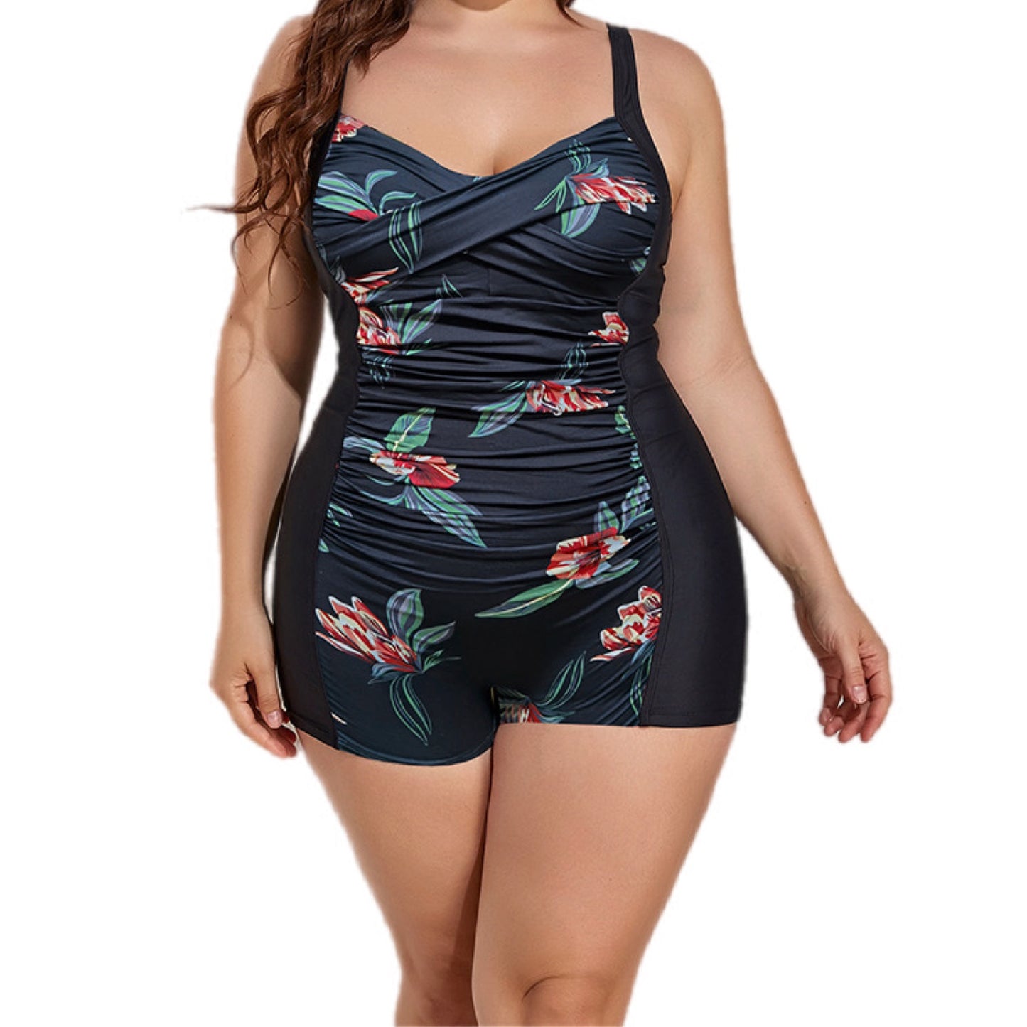 Plus Size Ruched Swim Romper