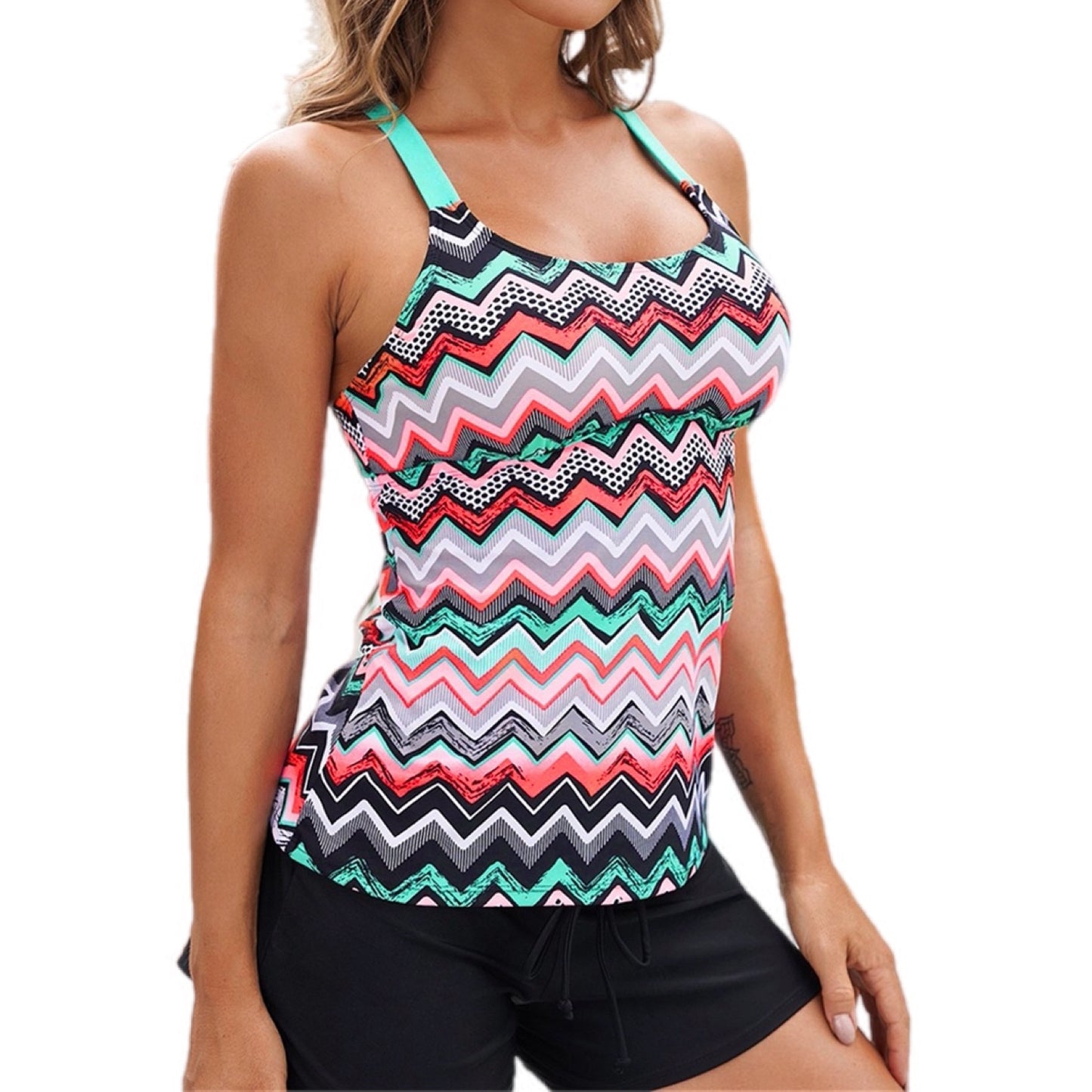 Scoop Neck Causal Swim Top (Only TOP)