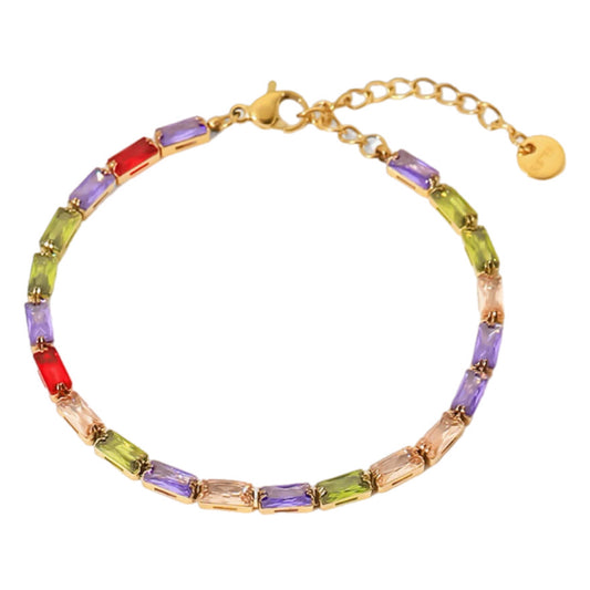 Gold Rainbow CZ Bracelet