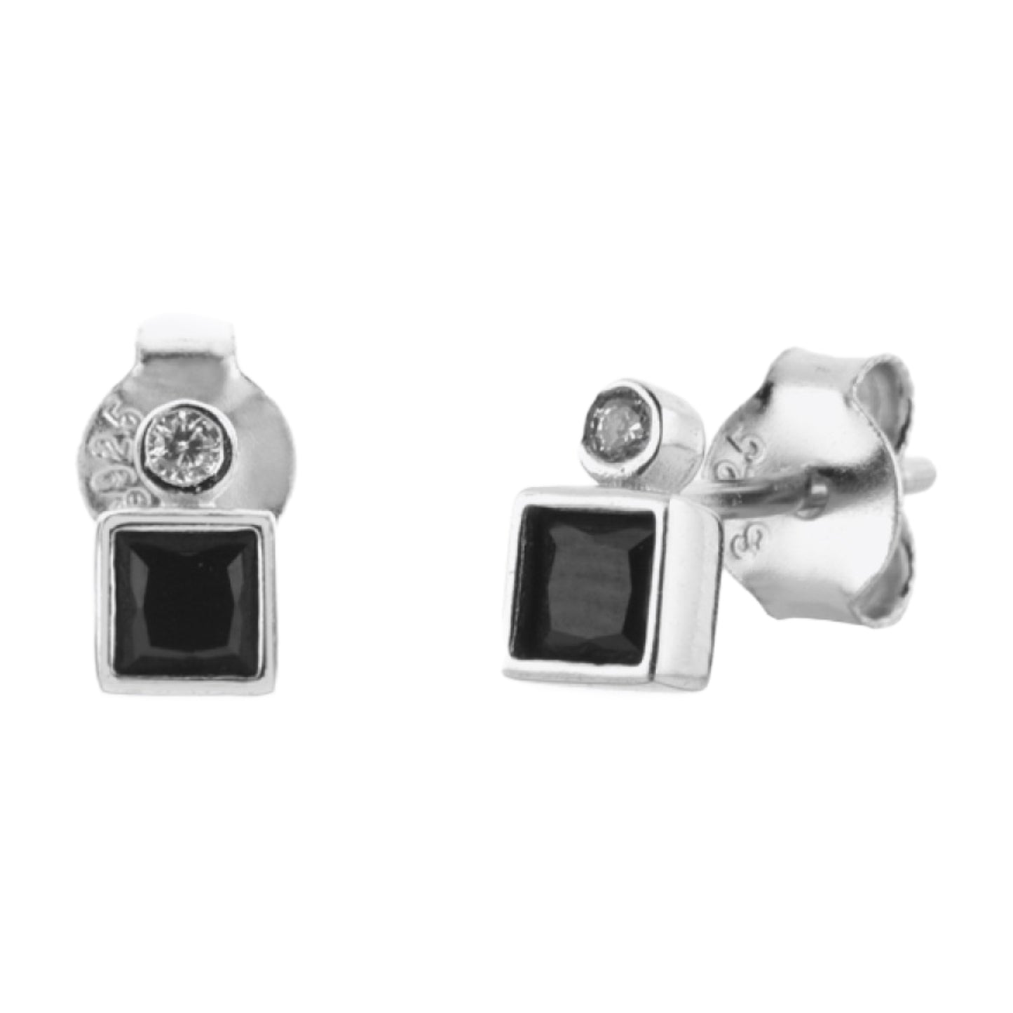 CZ Square Sterling Silver Earrings