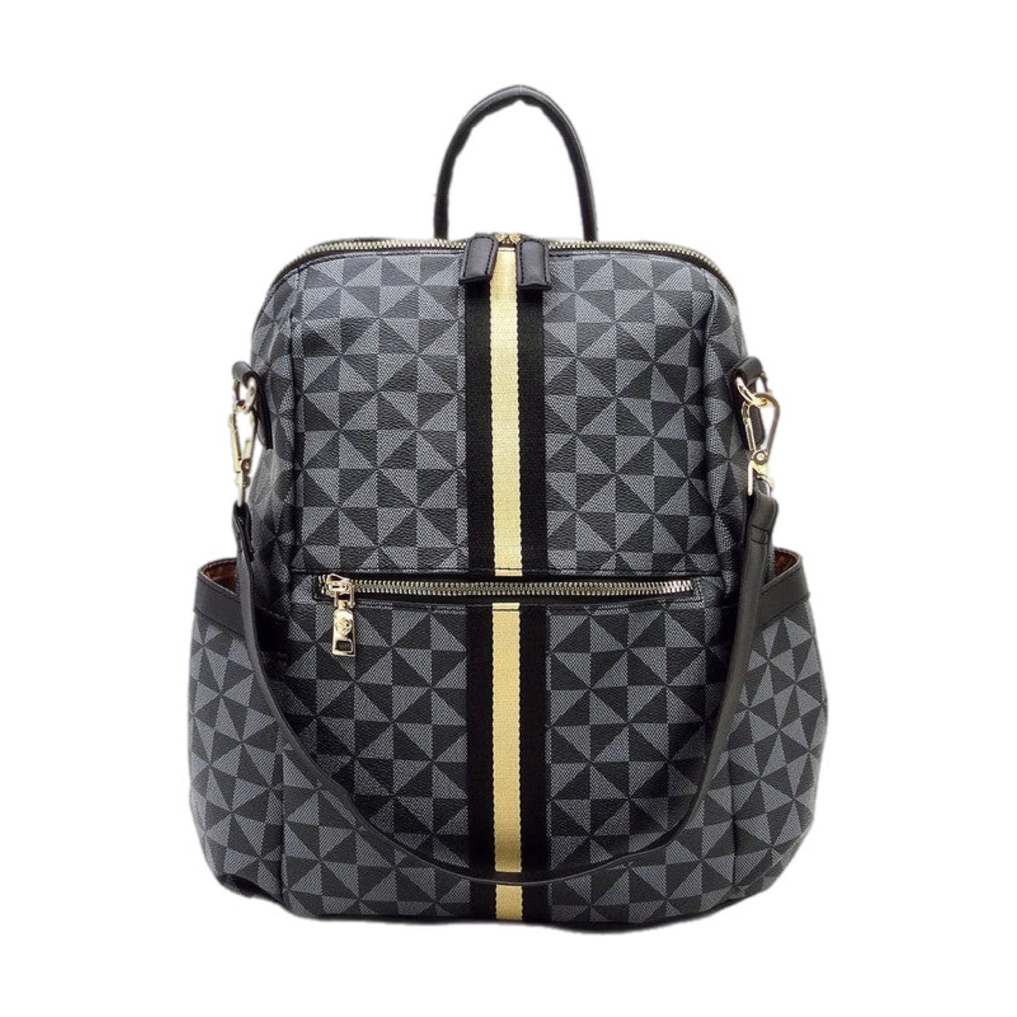 Geometric Chic Faux Leather Backpack