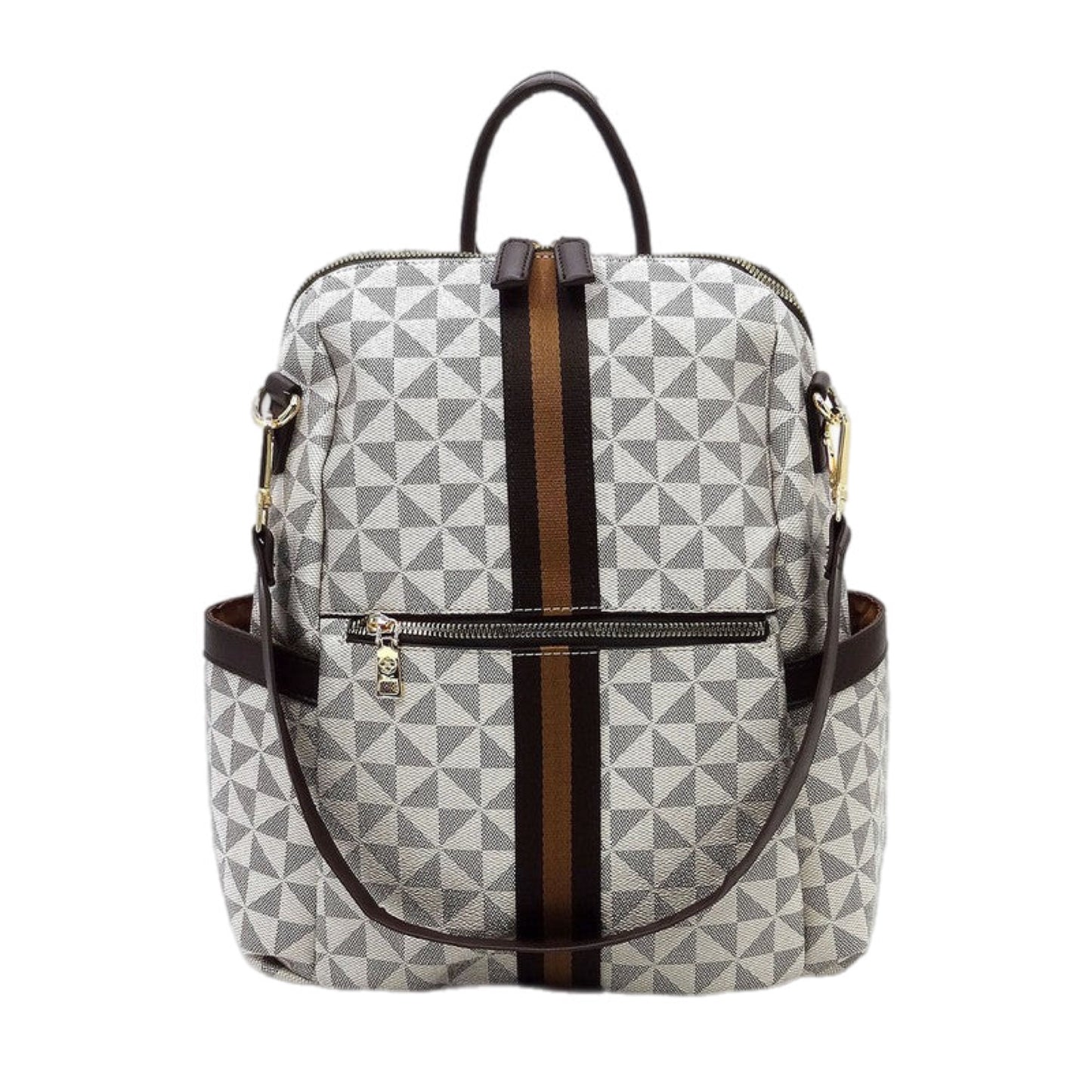 Geometric Chic Faux Leather Backpack