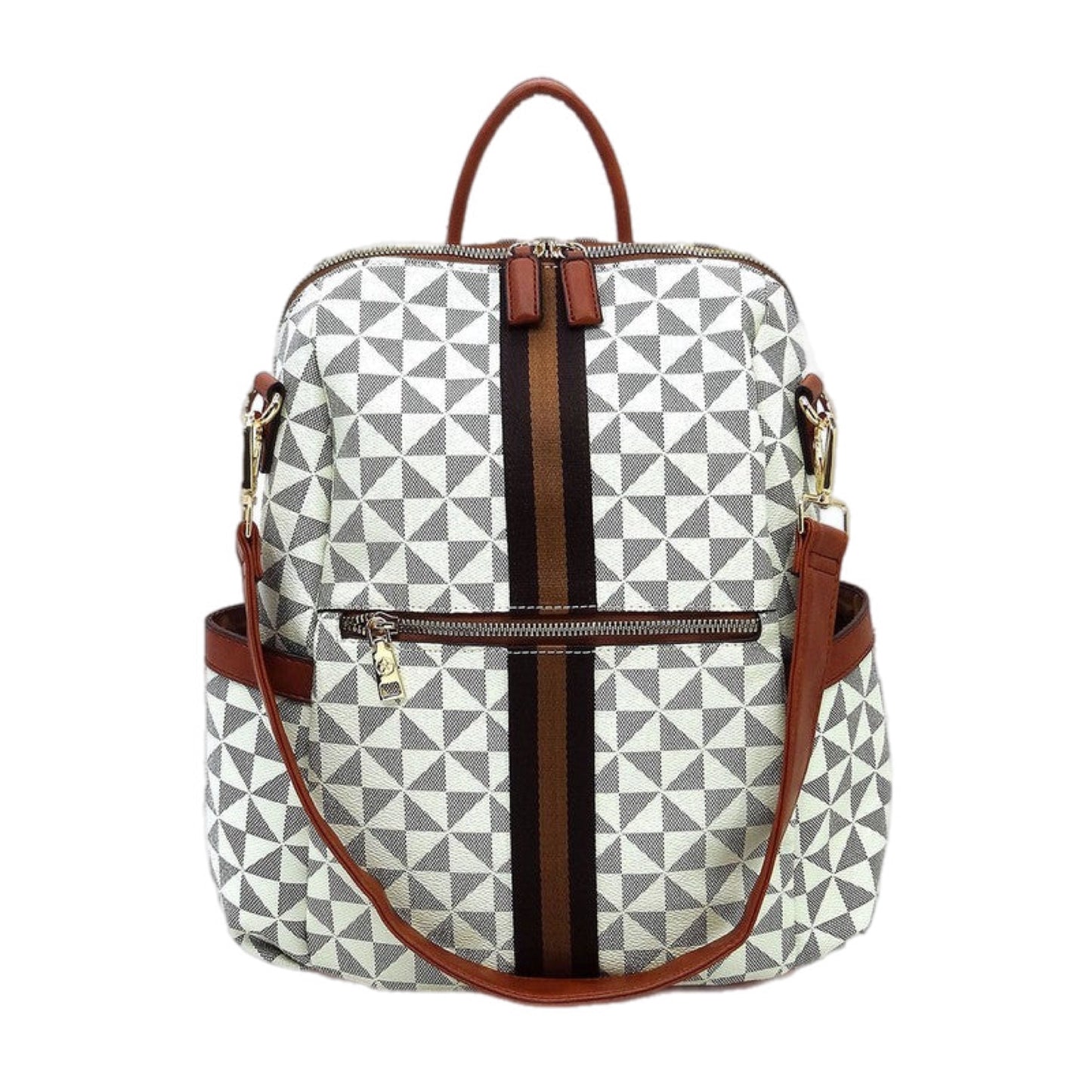 Geometric Chic Faux Leather Backpack