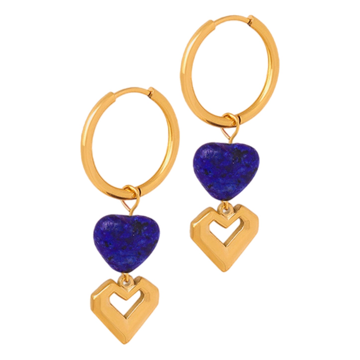 Heart Lapis Lazuli Dangle Earrings