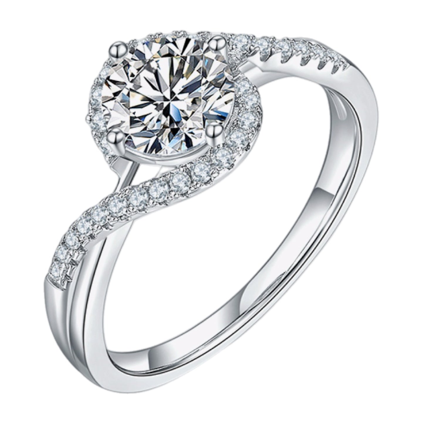 1 Carat Moissanite Crisscross Ring