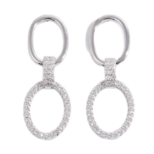 Sterling Silver Zircon-Encrusted Infinity Drop Earrings