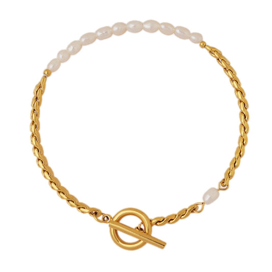 Timeless Elegance Pearl Toggle Bracelet