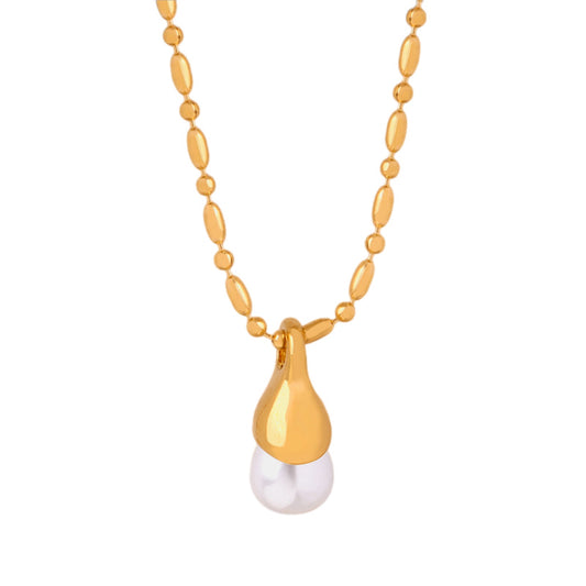 Modern Luster Pearl Drop Necklace