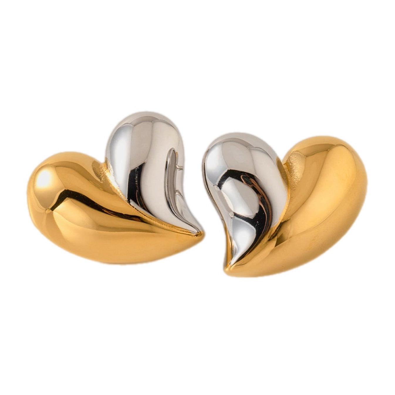 Golden Embrace Heart Stud Earrings