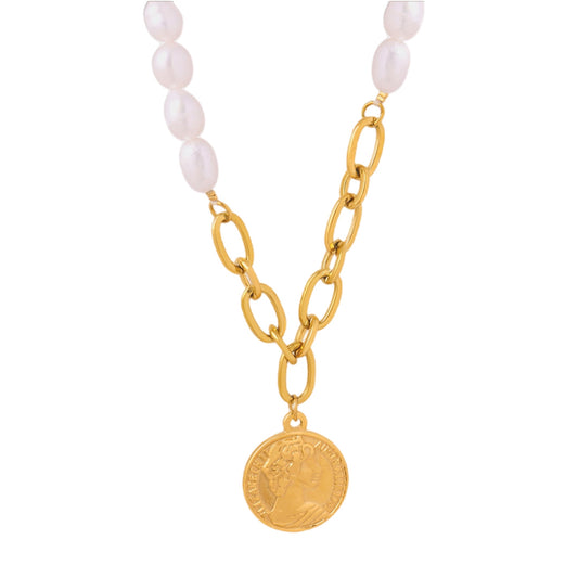 Coin & Pearl Necklace