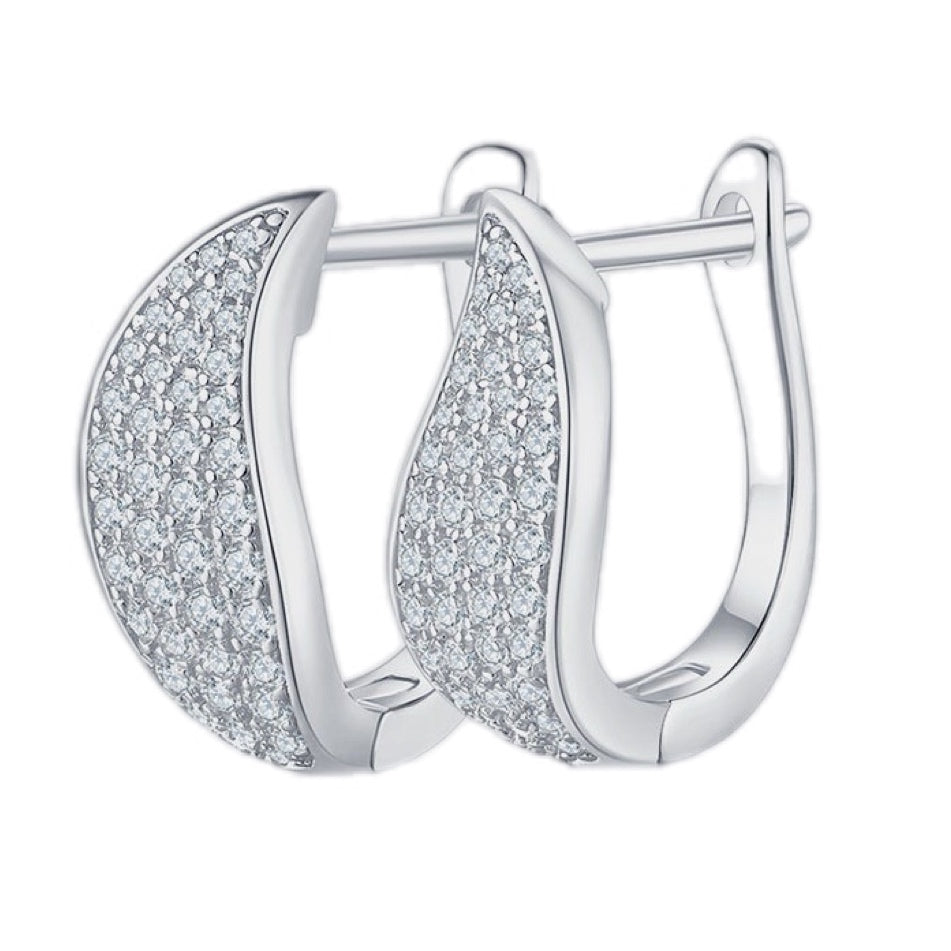 Luminous Foliage Moissanite Huggie Earrings