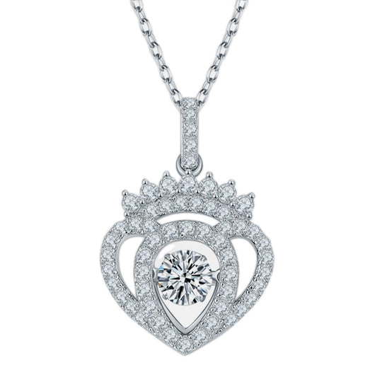 Regal Heart Moissanite Sterling Silver Necklace