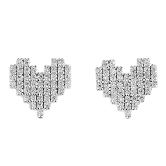 Sparkling Zircon Heart Stud Earrings