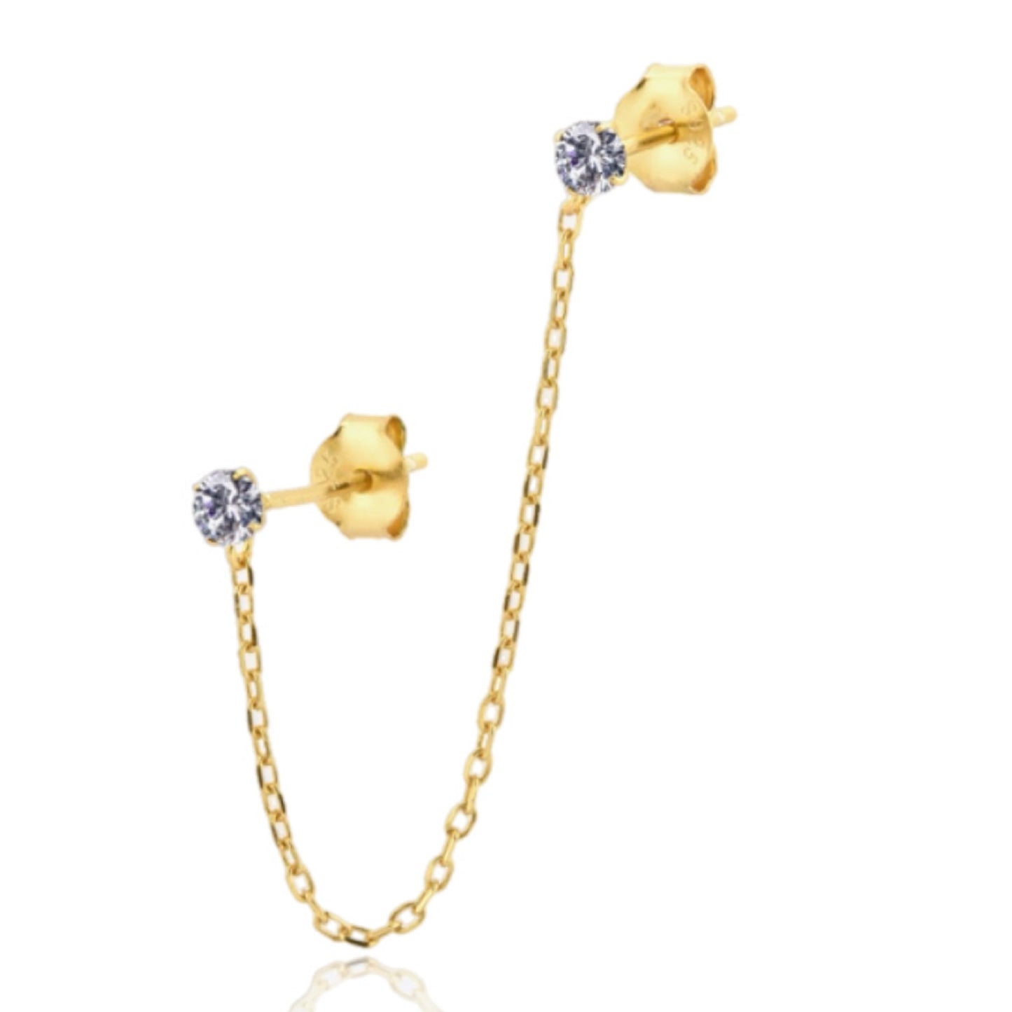 Golden Cascade Chain Stud Earring