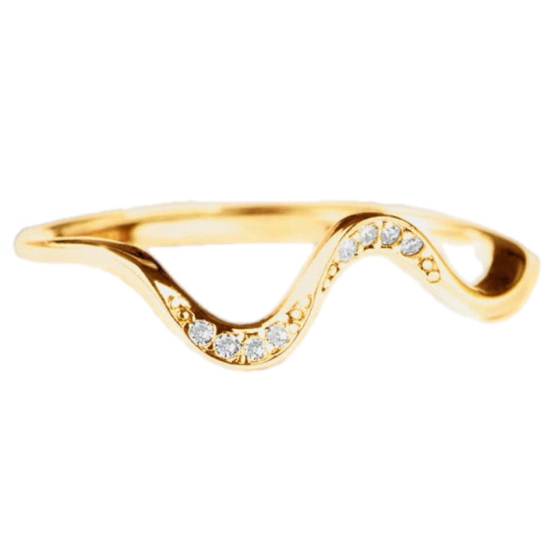 Sterling Silver Zircon Wave Shape Ring