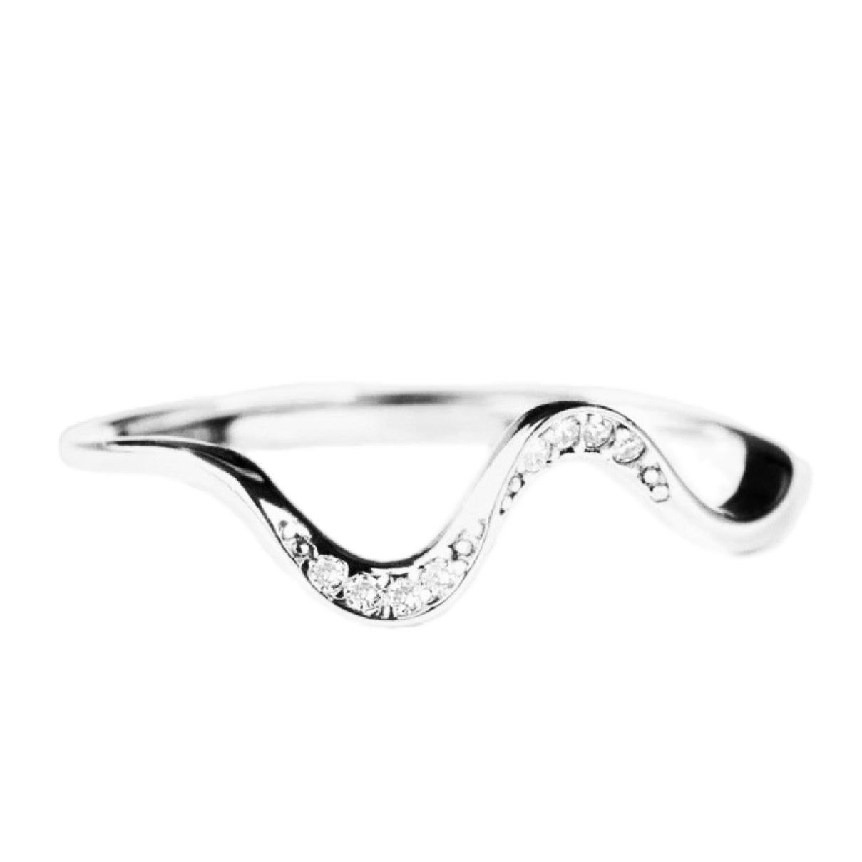 Sterling Silver Zircon Wave Shape Ring