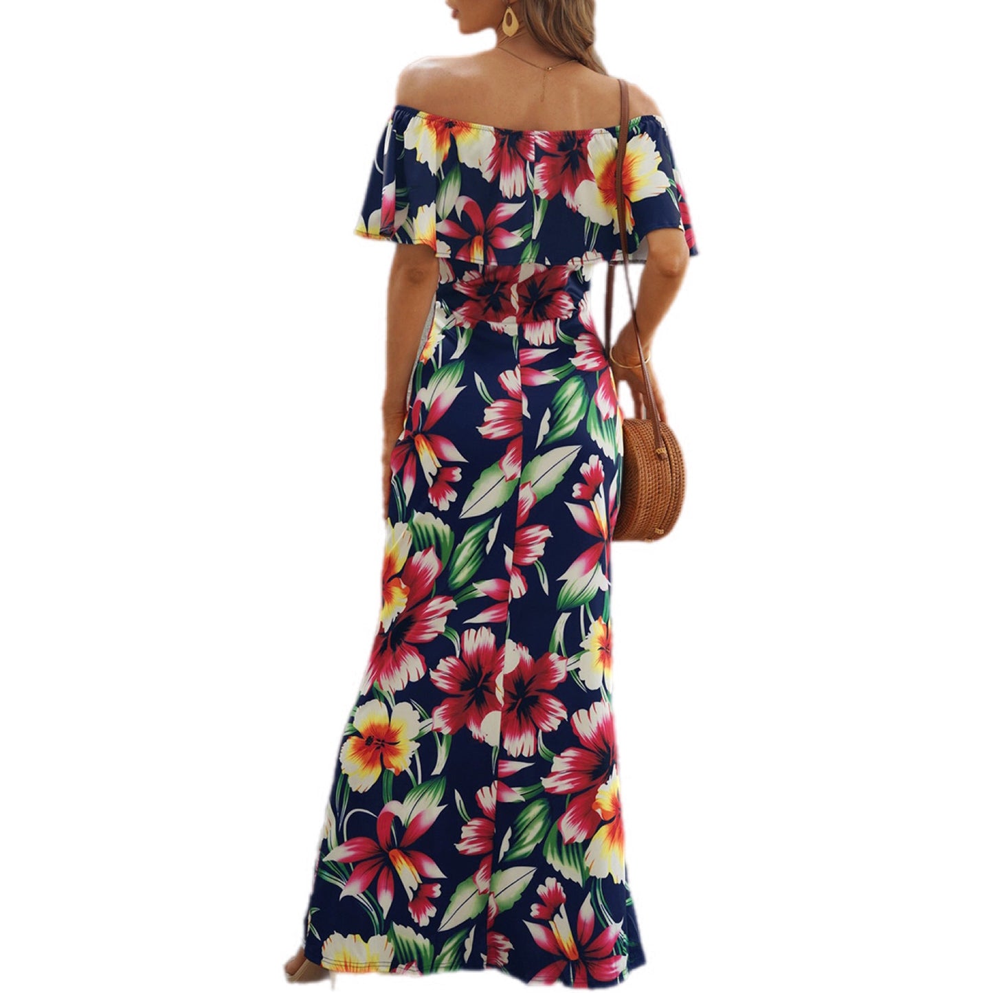 Tropical Radiance Off-Shoulder Maxi Dress