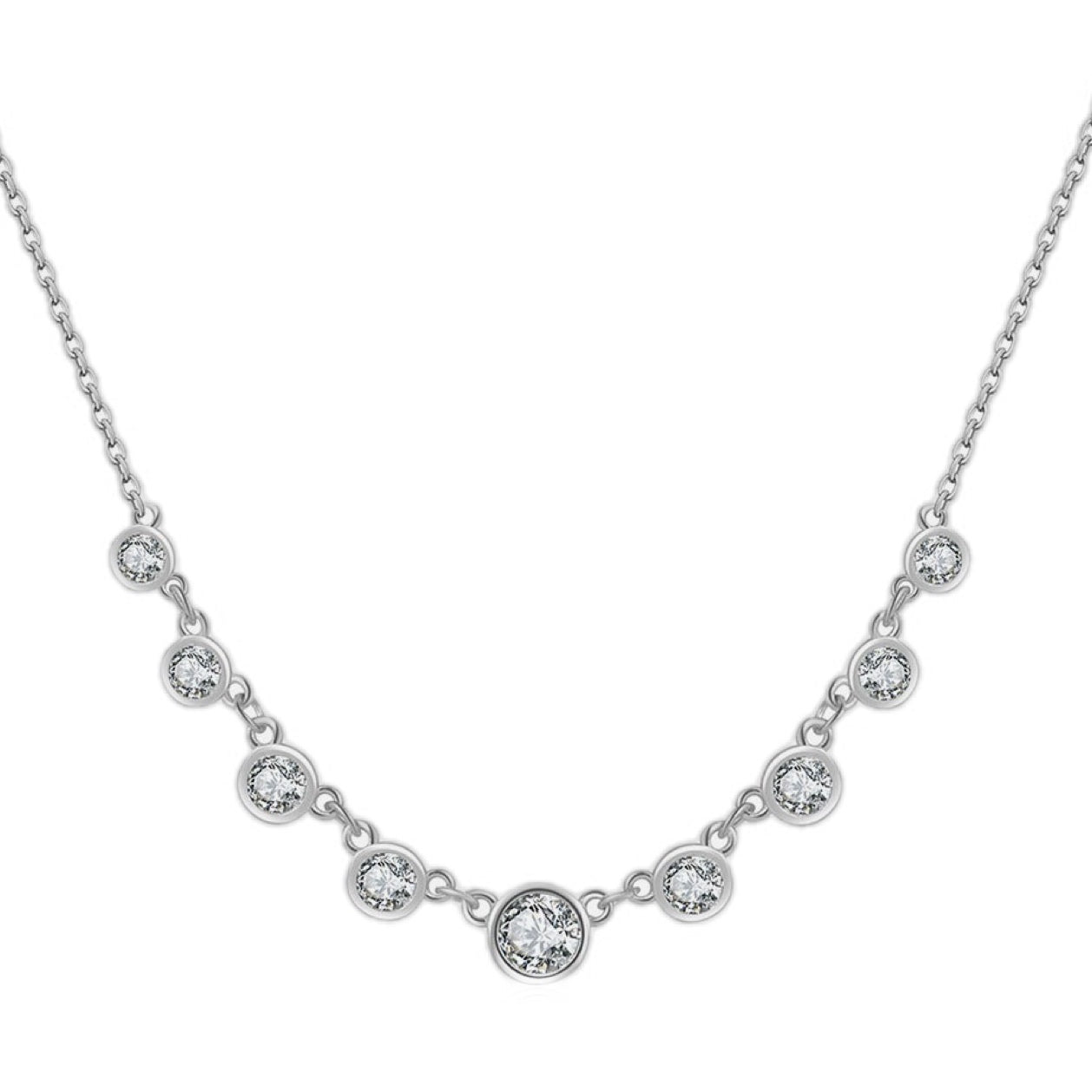 Silver/Gold Elegance Zircon Station Necklace