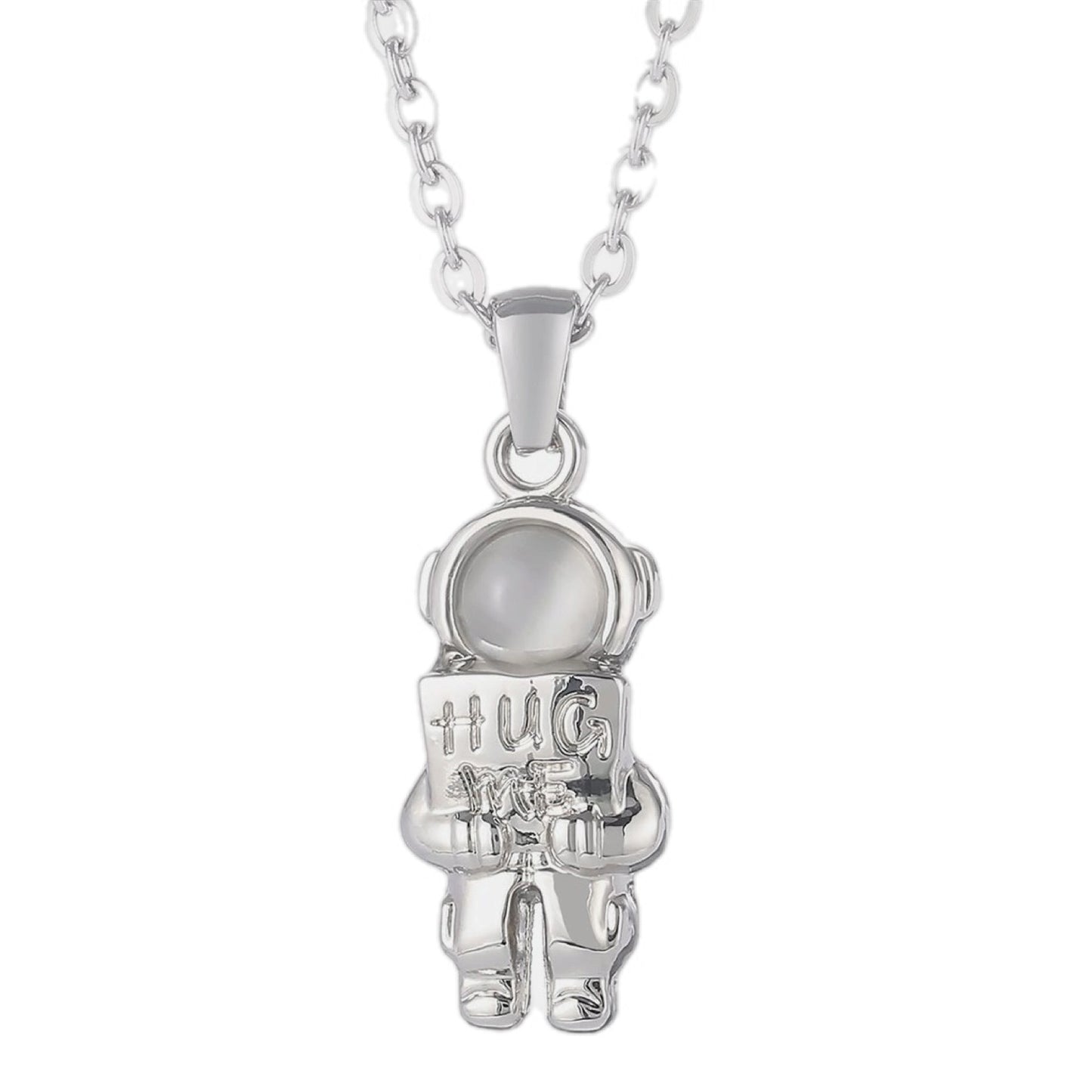 Celestial Embrace Cat's Eye Stone Astronaut Necklace