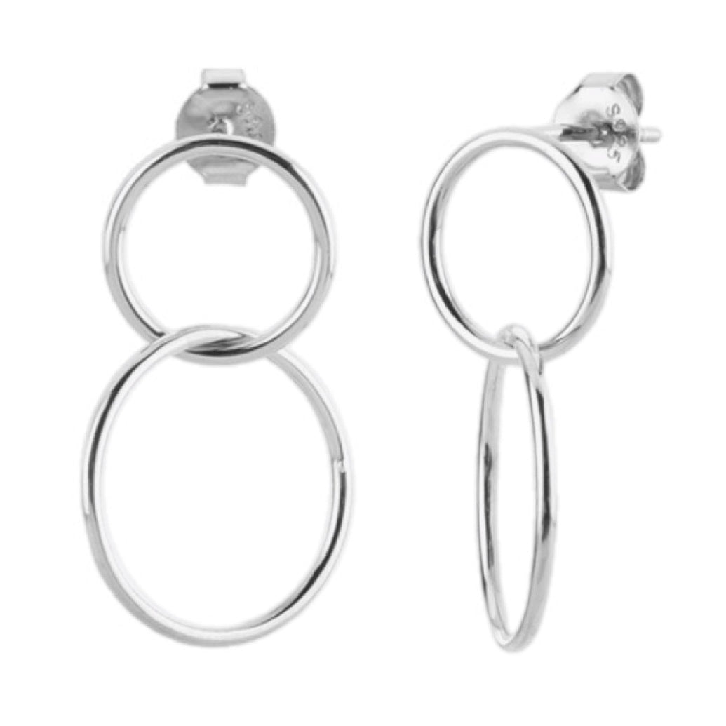 Sterling Silver Double Hoop Drop Earrings