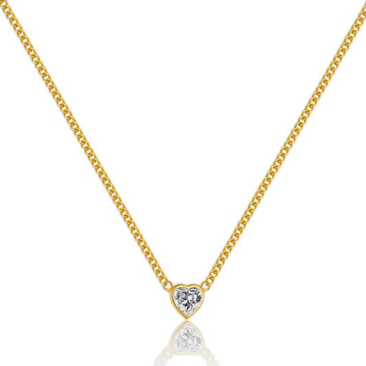 Sterling Silver Golden Heart Solitaire Pendant