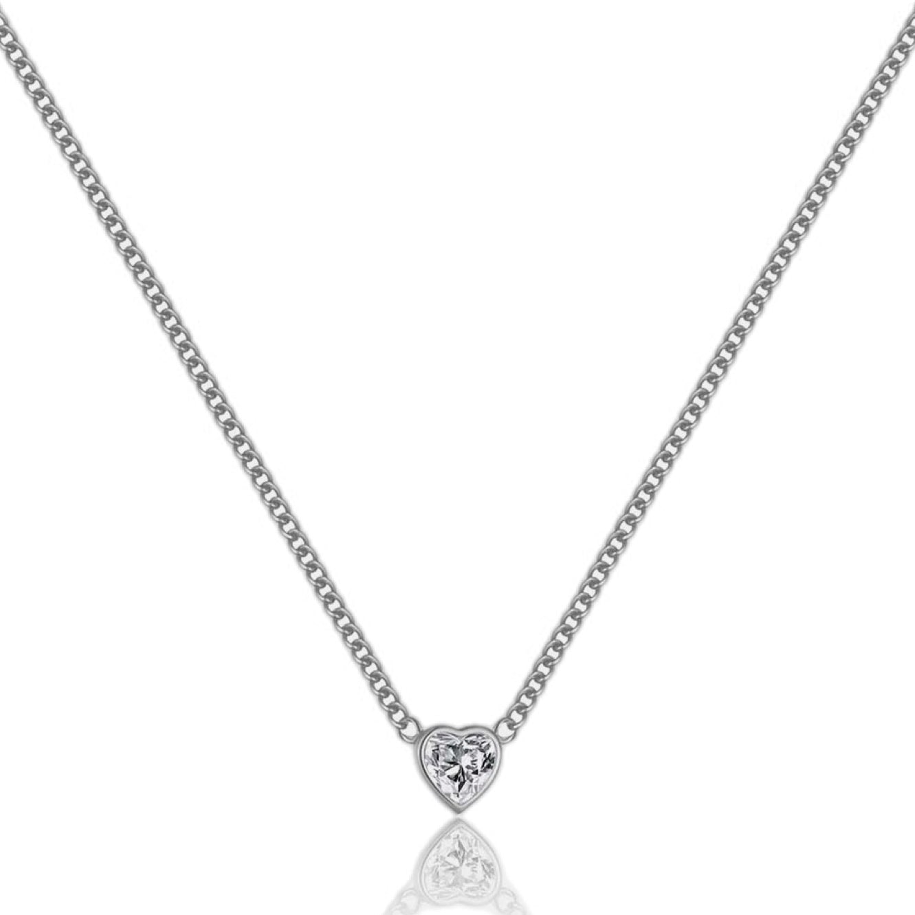 Sterling Silver Golden Heart Solitaire Pendant