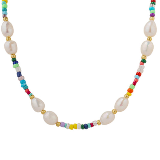 Vivid Harmony Pearl Beaded Necklace