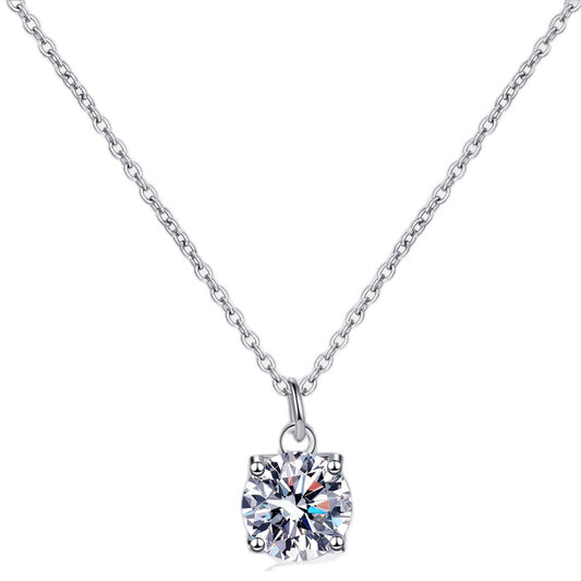 Solitaire Spark Sterling Silver Moissanite Necklace