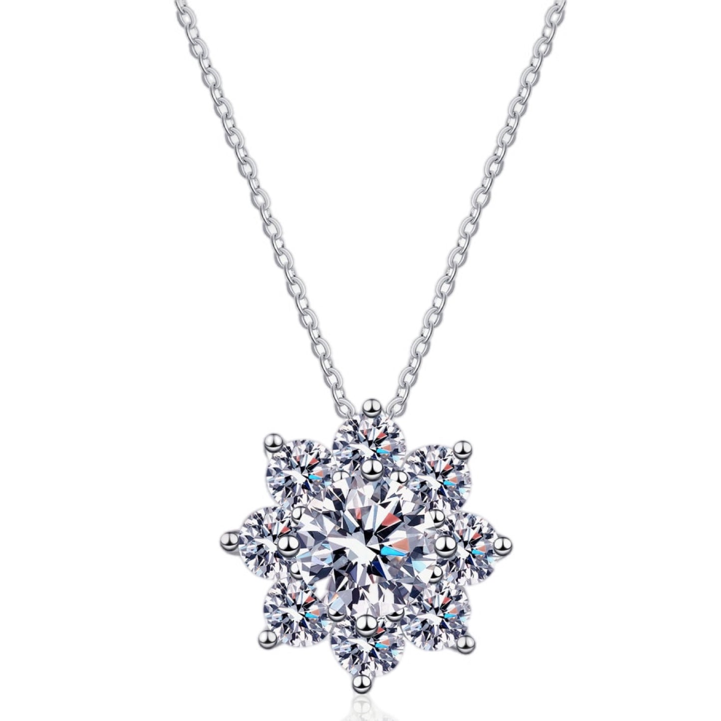 1 Carat Moissanite Floral Pendant Necklace