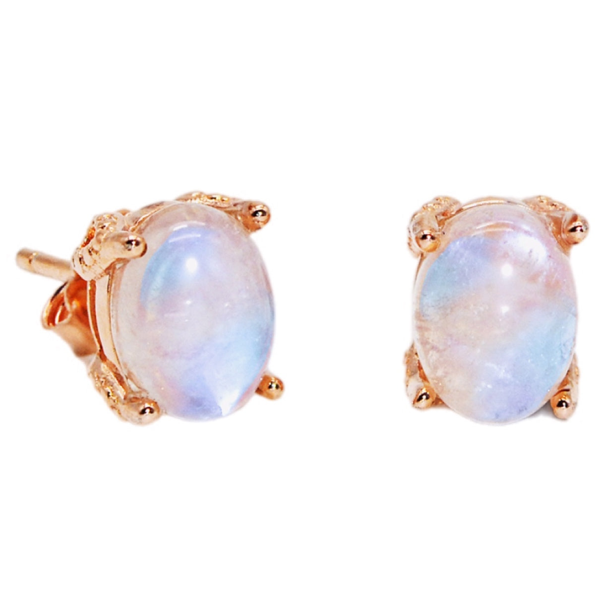 Natural Moonstone 4-Prong Stud Earrings