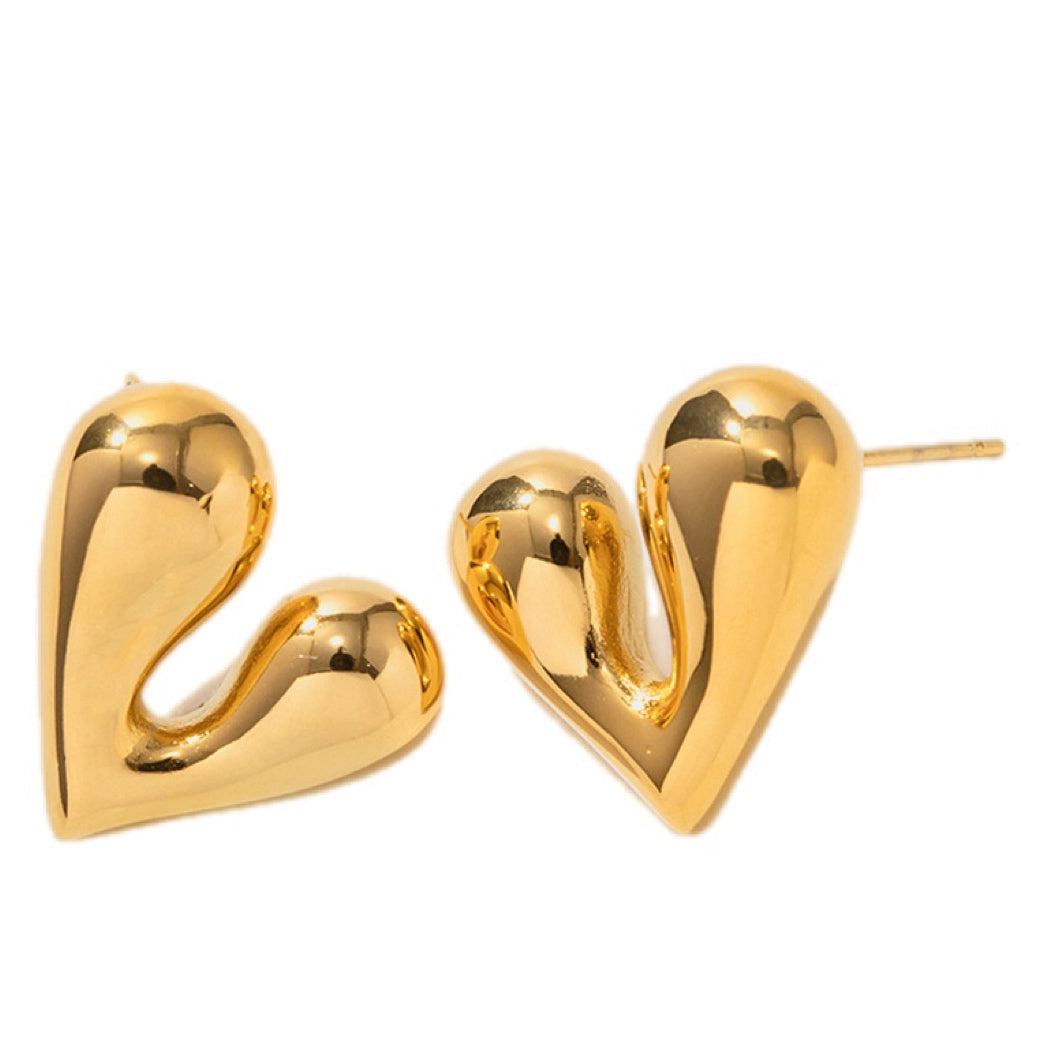 Heart Shape Steel Stud Earrings