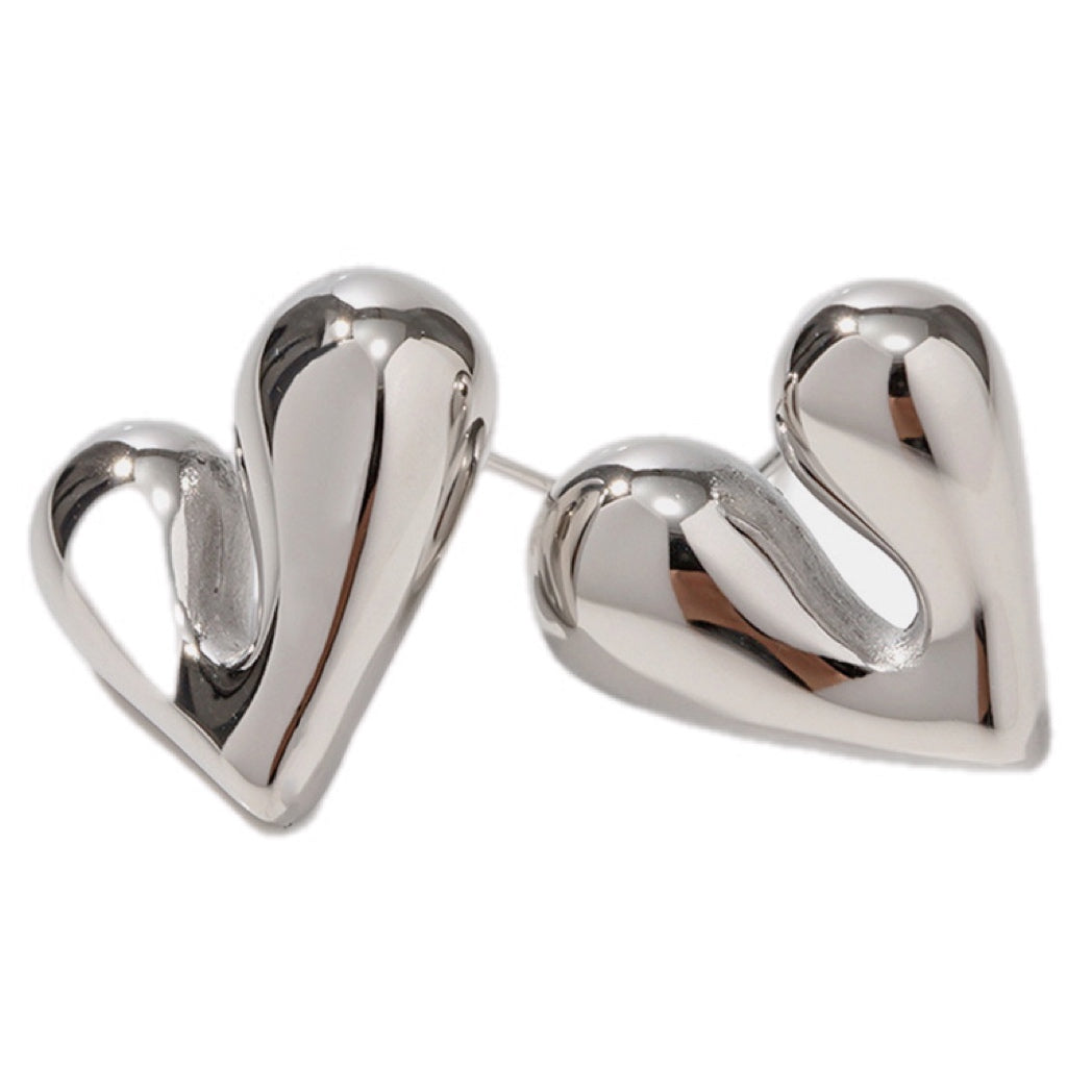 Heart Shape Steel Stud Earrings