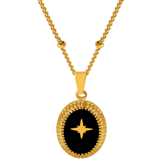 Stellar Elegance Oval Pendant Necklace