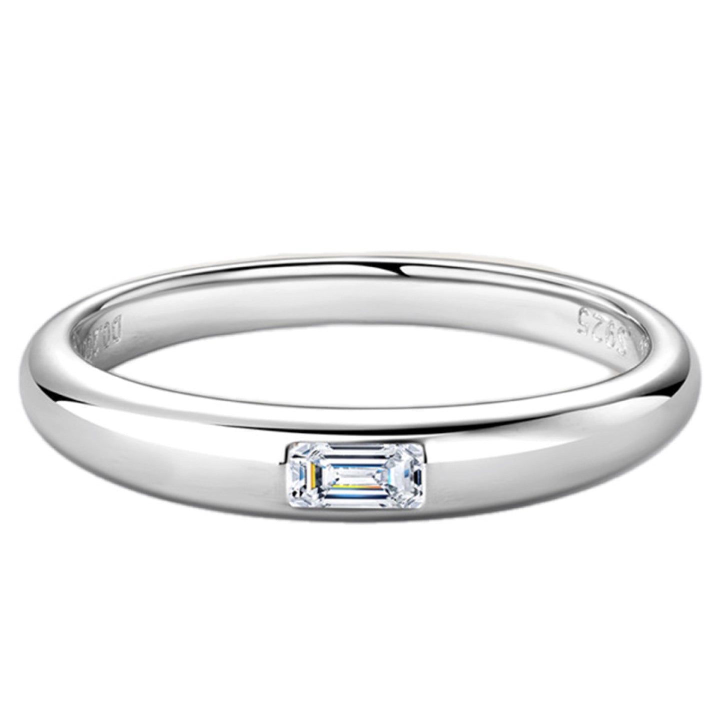 Sterling Silver Inlaid Moissanite Band