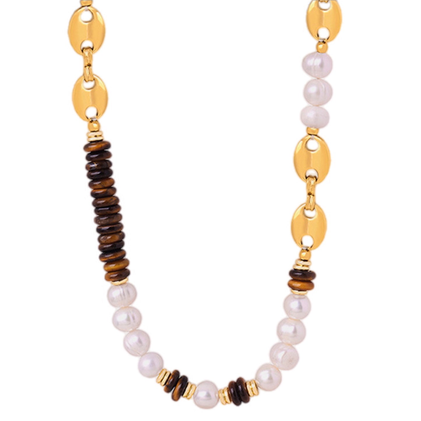 Serenity Glow Pearl and Tiger Eye Necklace