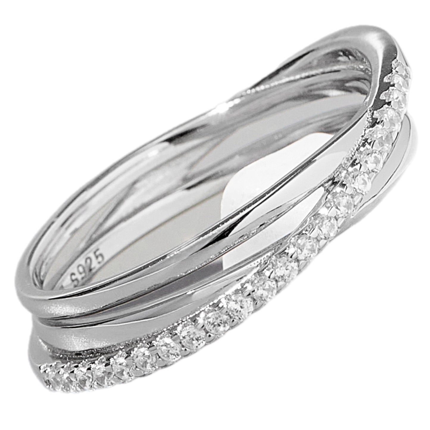 Sterling Radiance Zircon Multi-Band Ring