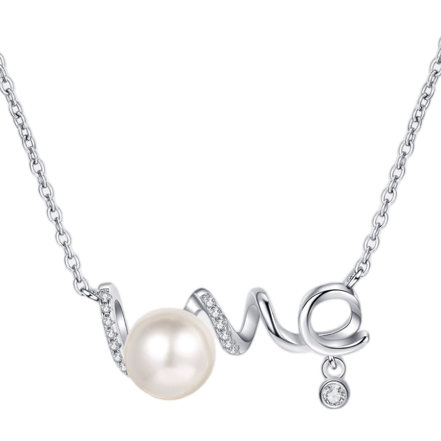 Lustrous Harmony Moissanite & Pearl Love Pendant