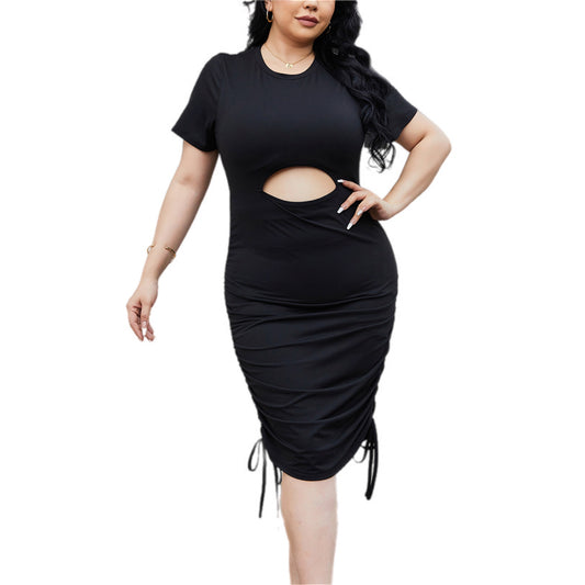 Plus Size Cutout Ruched Midi Dress