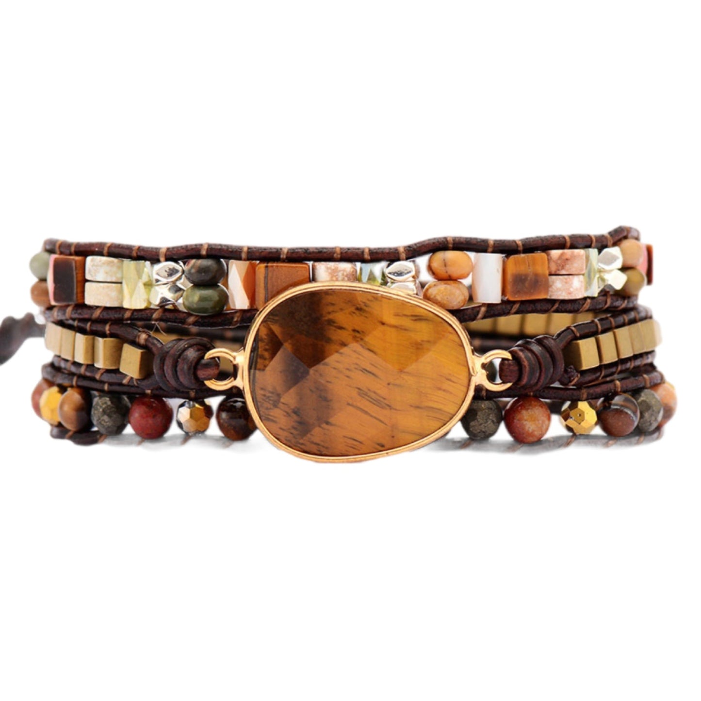 Rustic Elegance Imperial Jasper Wrap Bracelet