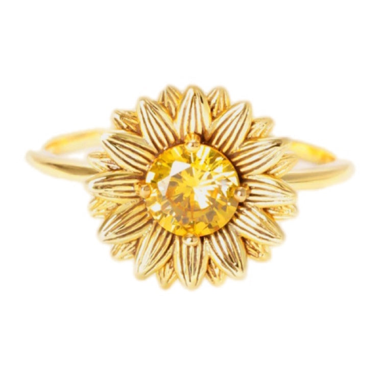 Sunshine Blossom Zircon Sunflower Ring