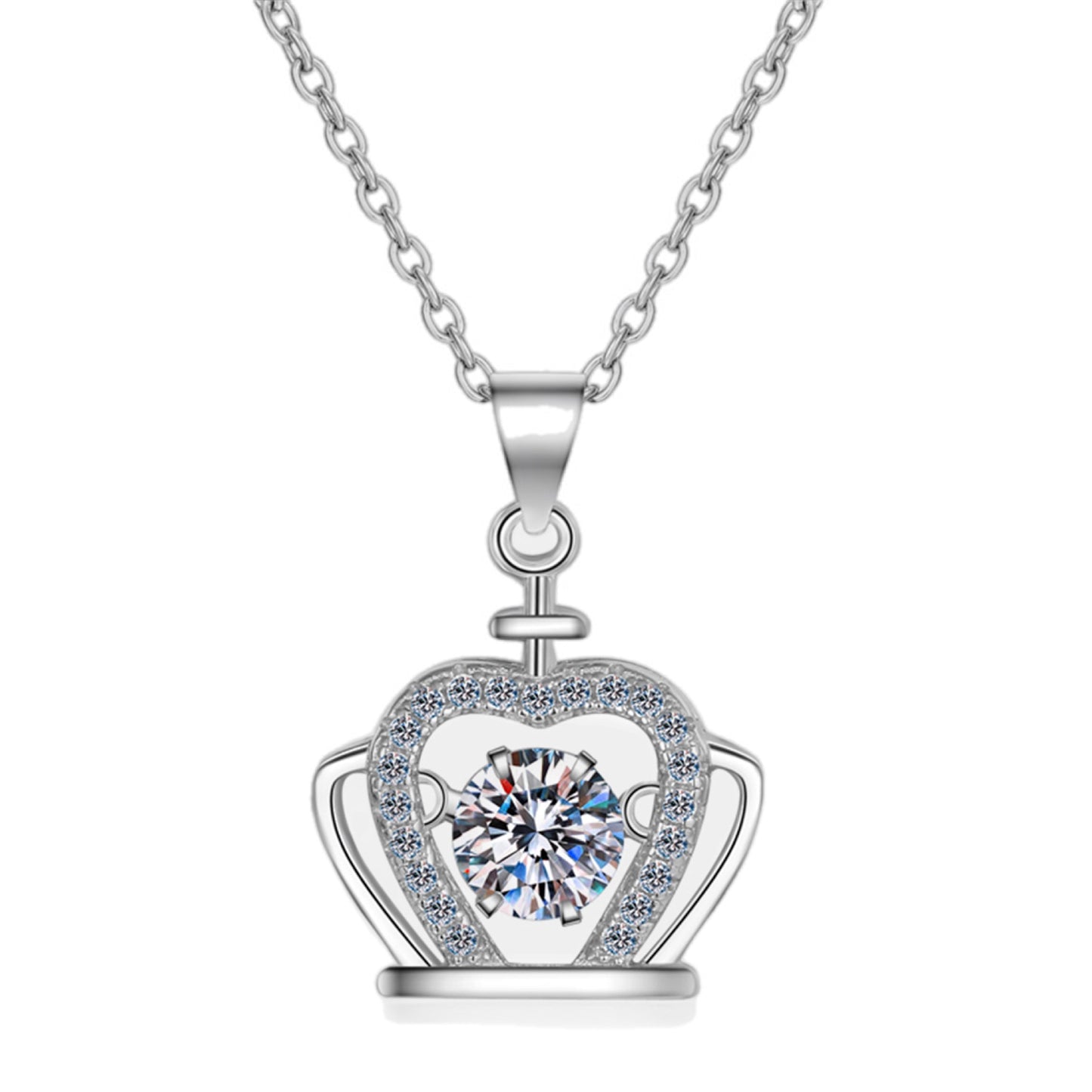 Heart's Radiance Moissanite Crown Necklace