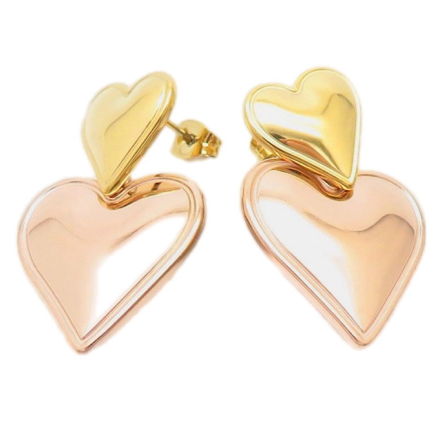 Twin Hearts Stainless Steel Earrings