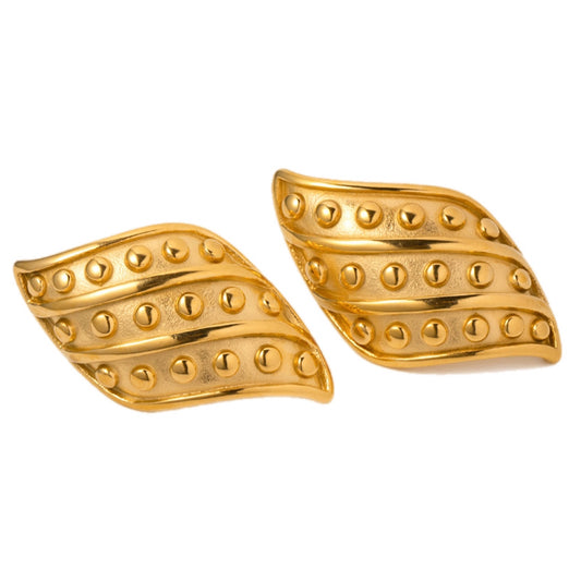 Aureate Ribbed Wings Stud Earrings