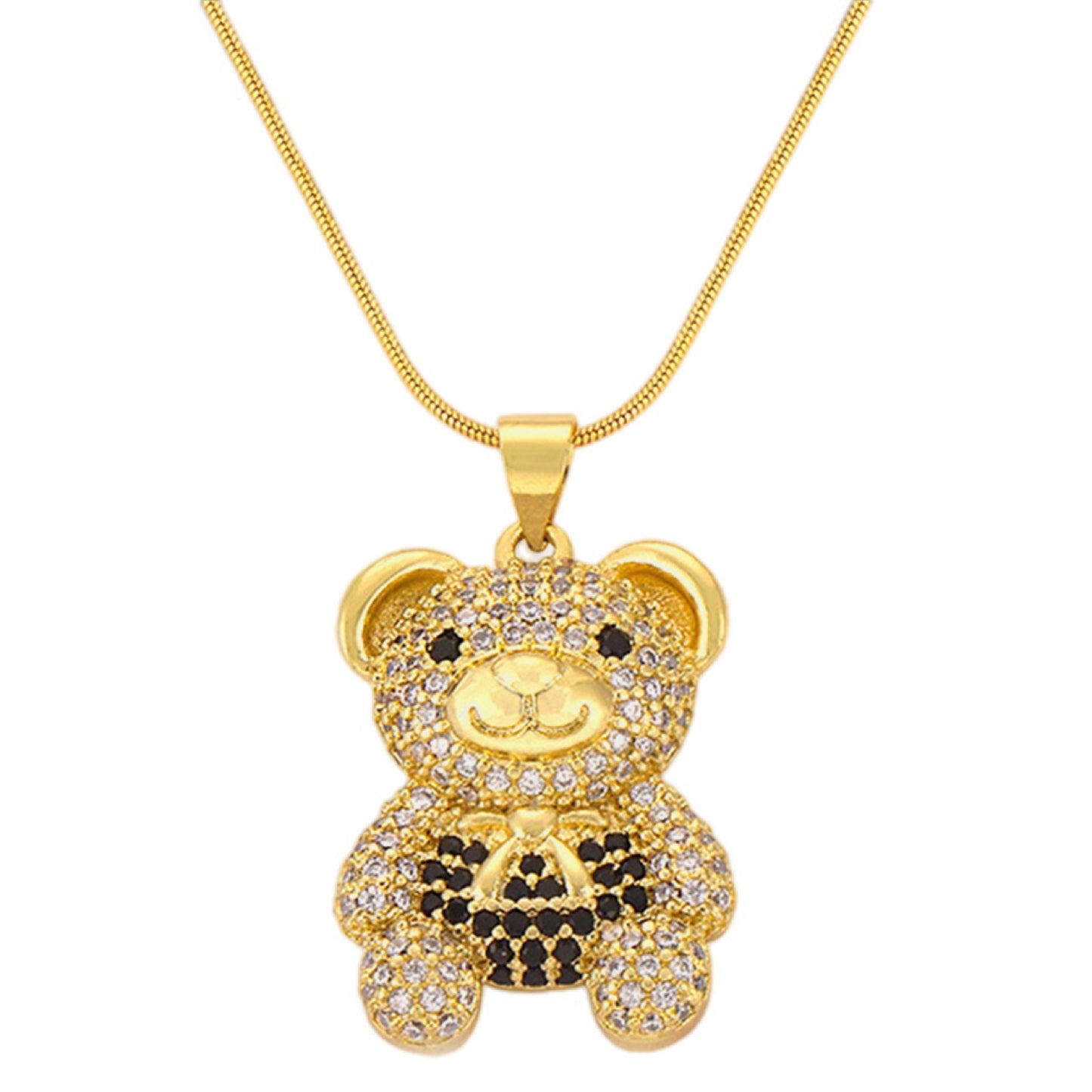 Golden Embrace Bear Pendant Necklace