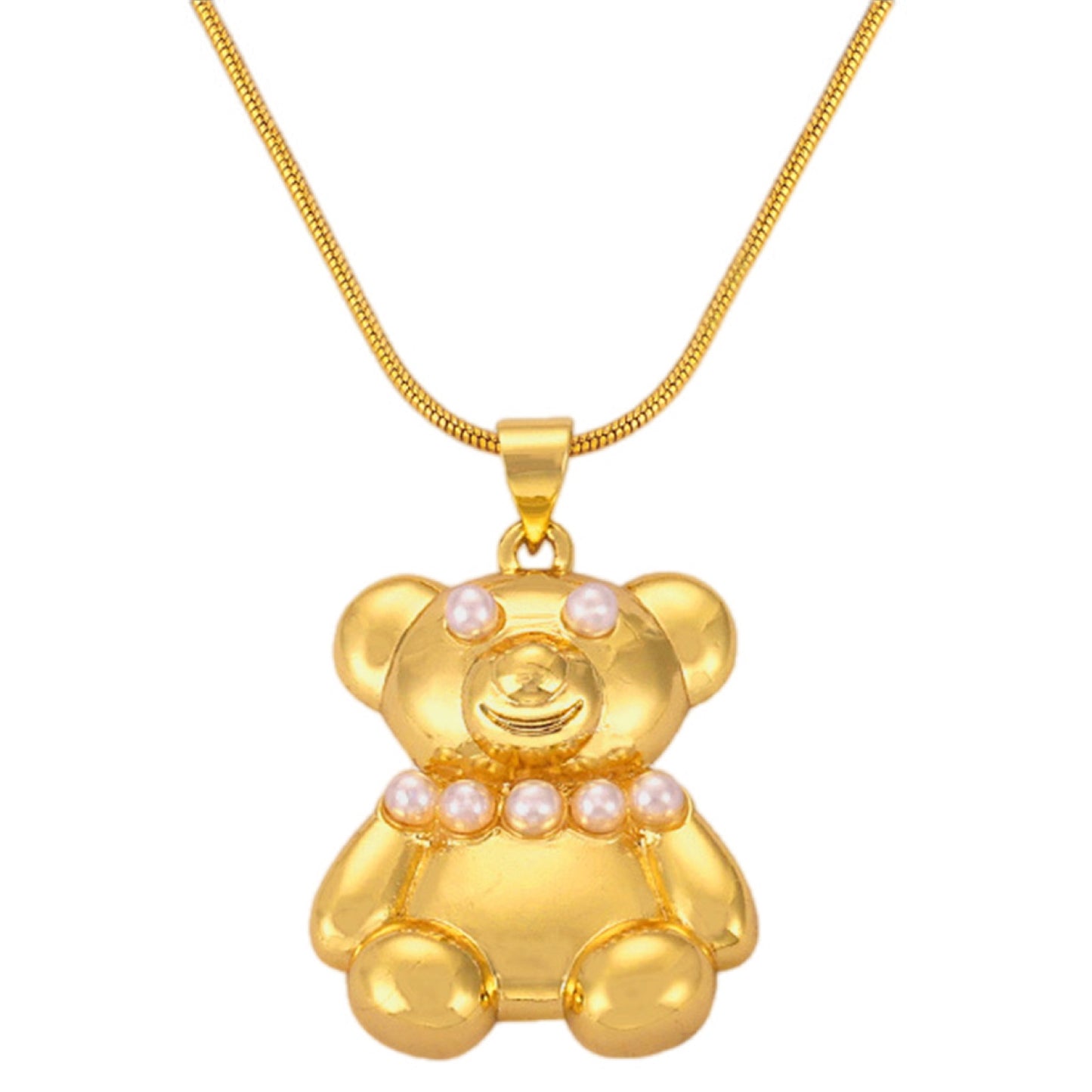 Golden Embrace Bear Pendant Necklace