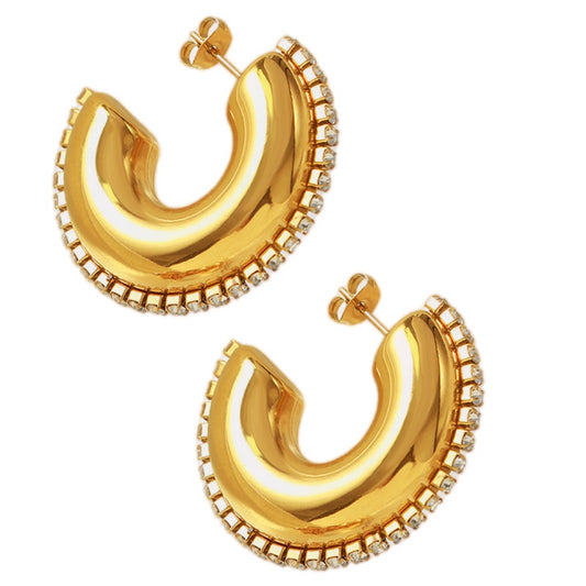 Gilded Zircon Luxe C-Hoop Earrings