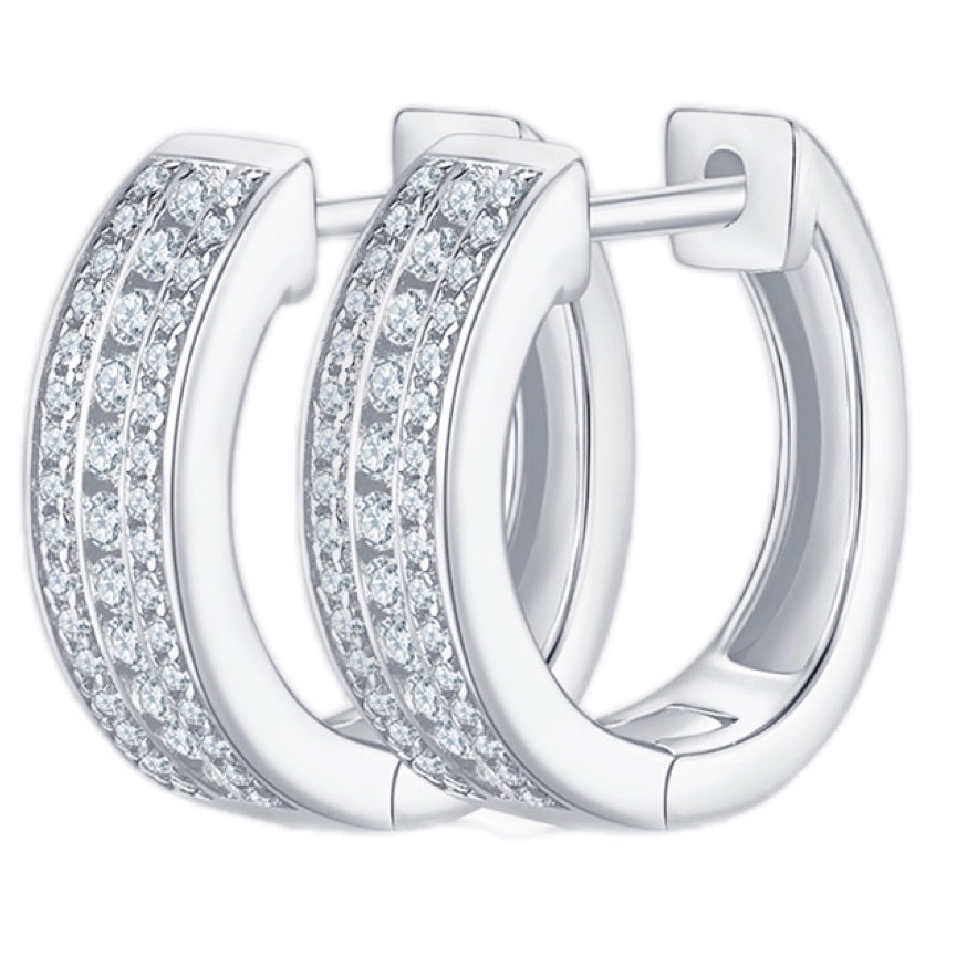 Moissanite Sterling Silver Huggie Earrings