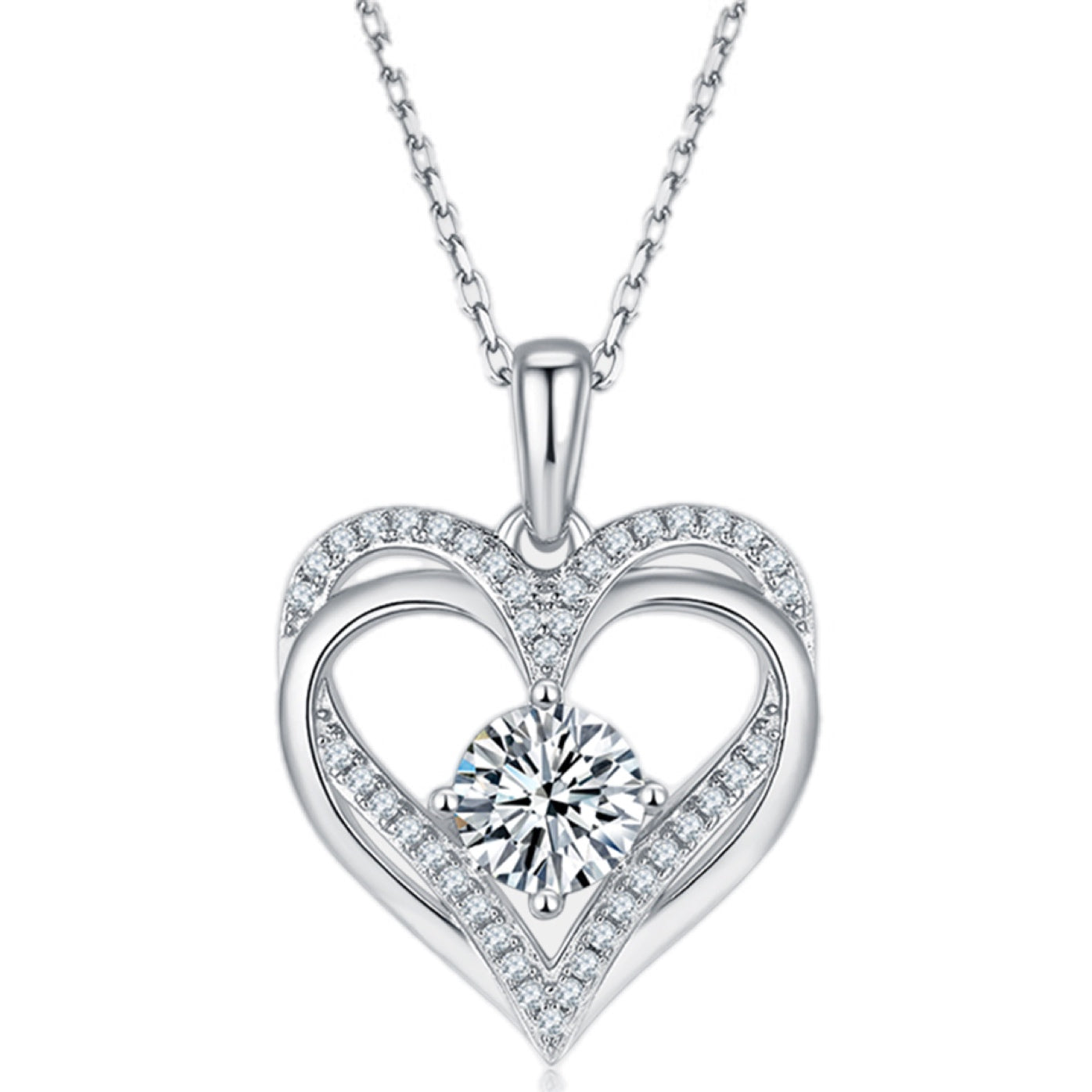 Embrace of Love Moissanite Heart Necklace