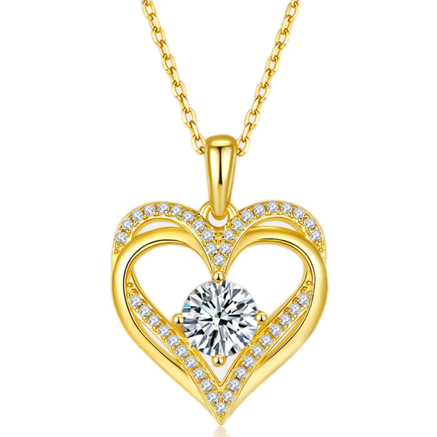 Embrace of Love Moissanite Heart Necklace